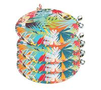 emmevi Set 4 Cuscini Sedia Rotondi Colori Accesi Cotone Lavabili Morbidi Coprisedia Tondi Palme Multicolore