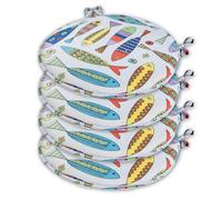 emmevi Set 4 Cuscini Sedia Rotondi Cotone Ecru Lavabili Morbidi Coprisedie Tondi Multicolore