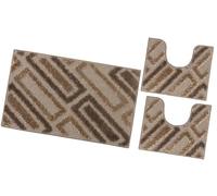 emmevi Tappeto Bagno Moderno Parure Set 3 Pezzi Soffice Shaggy Assorbente Antiscivolo Lavabile Marrone