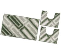 emmevi Tappeto Bagno Moderno Parure Set 3 Pezzi Soffice Shaggy Assorbente Antiscivolo Lavabile Verde