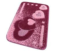 emmevi Tappeto Bagno Morbido Antiscivolo Assorbente Moderno Scendiletto MOD.ITACA Set 3 Pezzi_Porpora