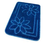 emmevi Tappeto Bagno Morbido Antiscivolo Assorbente Moderno Scendiletto MOD.Moorea 6 Set 3 Pezzi Blu