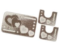 emmevi Tappeto Bagno Parure Morbido Antiscivolo Assorbente Lavabile Moderno MOD.ITACA Set 3 Pezzi Beige