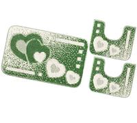 emmevi Tappeto Bagno Parure Morbido Antiscivolo Assorbente Lavabile Moderno MOD.ITACA Set 3 Pezzi Verde