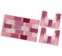 Tappeto bagno parure set 3 pezzi morbido soffice assorbente antiscivolo lavabile