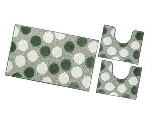 emmevi Tappeto Bagno Parure Set 3 Pezzi Moderno Soffice Antiscivolo Lavabile MOD.iOS Set 3 Pezzi Verde