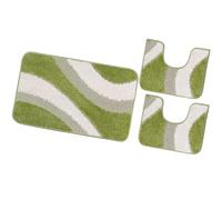 emmevi Tappeto Bagno Parure Set 3 Pezzi Morbido Shaggy Antiscivolo Lavabile mod.EVIA SET 3 PEZZI VERDE