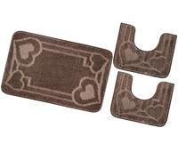 emmevi Tappeto Bagno Parure Soffice Antiscivolo Assorbente Lavabile MOD.Moorea 8 Set 3 Pezzi Marrone