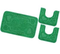 emmevi Tappeto Bagno Parure Soffice Antiscivolo Assorbente Lavabile Moderno MOD.Moorea 8 Set 3 Pezzi Verde