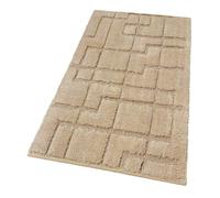 emmevi Tappeto Bagno Puro Cotone Morbido 3D Camera Sendiletto Elegante Lavabile mod.SNAKE 55X90 BEIGE (B)