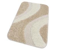 emmevi Tappeto Bagno Scendi Letto 100% Made in Italy Antiscivolo Varie Misure Shaggy 3D Moderno Assorbente MOD.EVIA PARURE Set 3 Pezzi Beige