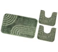 emmevi Tappeto Bagno Soffice Parure Set 3 Pezzi A Righe Moderno Assorbente Antiscivolo Lavabile Verde