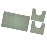emmevi Tappeto Bagno Tessuto 3D Parure Girowater Set 3 Pezzi Morbido Assorbente Antiscivolo Lavabile Verde