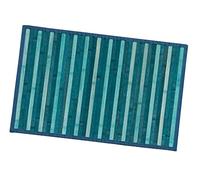 emmevi Tappeto Bamboo Legno Stuoia Antiscivolo Passatoia Pedana Bambù Cucina Bagno Degradè 50x275 Blu