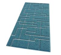 emmevi Tappeto Casa Cucina 3D Tinta Unita Design Geometrico Moderno Assorbente Antiscivolo 50x190 Blu