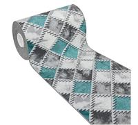 emmevi Tappeto Cucina Bordato Antiscivolo Assorbente Passatoia Colori Accesi Patchwork 57x190 Cm Azzurro