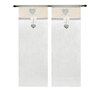 emmevi Tende Coppia Finestra Porta Interno Tessuto Casa Shabby Chic MOD.Tenda Cuoricini 60X150 Grigio