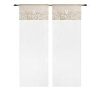 emmevi Tende Coppia Finestra Porta Interno Tessuto Shabby Chic MOD.Tenda Margherita 1 CONF 60X240 Tortora