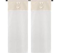 emmevi Tende Finestre Porte Interno Coppia 2pz Tessuto Semitrasparente Shabby Chic Rustiche 60x240 Beige