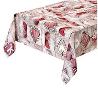 emmevi Tovaglia Antimacchia Cerata Cuori Shabby Chic Plastificata Retro Felpato 12 Misure Copri Tavolo Cucina su Misura MOD.Favola 261 140x260cm