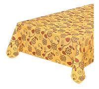 emmevi Tovaglia Antimacchia Cotone Plastificata Proteggi Tavolo Fiori Vettoriali MOD.CINZ38A 120x160 Giallo