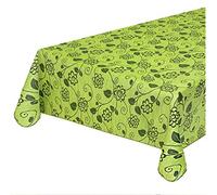 emmevi Tovaglia Antimacchia Cotone Plastificata Proteggi Tavolo Fiori Vettoriali MOD.CINZ38D 135x180 Verde