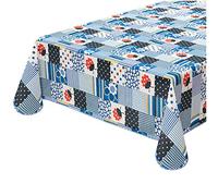 emmevi Tovaglia Antimacchia Tavolo Cucina Coccinella Bordata Cotone Plastificato MOD.CINZ8E 135x230 Blu