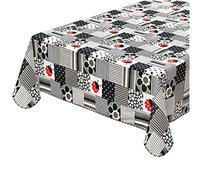 emmevi Tovaglia Antimacchia Tavolo Cucina Coccinella Bordata Cotone Plastificato MOD.CINZ8G 120x160 Nero