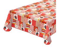 emmevi Tovaglia Antimacchia Tavolo Cucina Coccinella Bordata Cotone Plastificato MOD.CINZ8L 135x230 Rosso