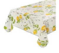 emmevi Tovaglia Cucina Antimacchia Bordata Cotone Plastificato Design Rustico Limoni Tonda Diametro 155 Cm