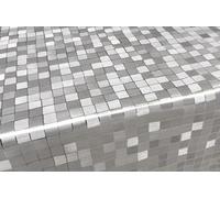 emmevi Tovaglia Cucina Antimacchia Metallizzata Lucida Plastificata Copritavolo Quadretti Grigi 140x180 Cm