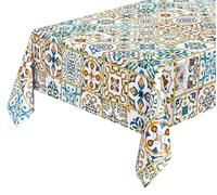 emmevi Tovaglia Cucina Antimacchia Piastrelle Maioliche Vintage Plastificata Cerata Copritavolo 140x180 Cm