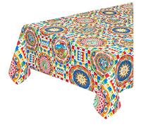 emmevi Tovaglia Cucina Cotone Bordata Colorata Copritavolo Mosaico Siciliano Mod.GREASE DIS_35 135X230