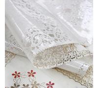 emmevi Tovaglia Plastificata Ricamata Pizzo 3D Bianca D'orata Copritavolo Cucina Antimacchia 137X240 DIS_F