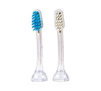 emmi-dent 2x E2 Testine Spazzolino (1 Blu + 1 Bianca) I Ricambio Forma Standard (Durezza Bilanciata, Setole Dritte) per Tutti gli Spazzolini da Denti a Ultrasuoni emmi-dent Metallic e Professional