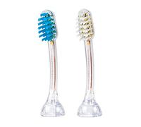 emmi-dent 2x SB2 Testine Spazzolino (1x Blu + 1x Bianco) I Spazzolini di ricambio ideali per i portatori di apparecchi ortodontici I per gli Spazzolini da Denti a Ultrasuoni Metallic e Professional