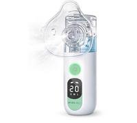 emmi MED - Inalatore per bambini e adulti, display a LED, con 2 maschere e 1 boccaglio, funzione di pulizia automatica, nebulizzatore, adattabile, ideale per i viaggi