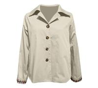 Emmoal Elegante Giacca Autunnale da Donna di Media Corto Giacca a Vento Trench per Look, Reg Short Trench Coat Trench Donna,Cachi