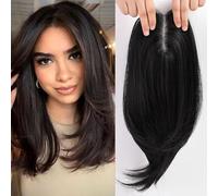 EMMOR Toppers per capelli sintetici da donna da 18 pollici, base svizzera con 3 clip in wiglets toppers per donne con capelli grigi