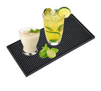 EMNIMQ Tappetino Bar Tappeto Scolapiatti Bar Mat Tappetino Barman Tappetin Scolapiatti in Silicone per Stoviglie per Asciugare Stoviglie e Bicchieri Ristoranti Cucina, nero 30x15x1cm