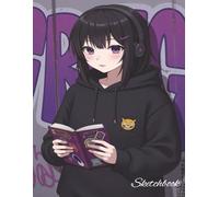 Emo Budget Babe - Dark Aesthetic Anime Sketchbook for Teens: Grunge Notebook with Androgynous Character (200 Blank Pages, Softcover)