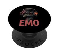 Emo Emu Vibes - Uccello alternativo con cuffie, design retrò PopSockets PopGrip Adesivo