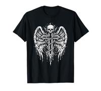 Emo Goth Cross Wings Angelo Grunge Cranio Alternativo Occulto Maglietta