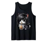 Emo Gothic Cat Bere Boba Bubble Tea Goth Kitty Canotta