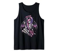 Emo Gotico Ragazza Scheletro Ragazza Angelo Punk Stile Gotico Scuro Canotta