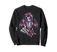 Emo Gotico Ragazza Scheletro Ragazza Angelo Punk Stile Gotico Scuro Felpa
