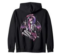 Emo Gotico Ragazza Scheletro Ragazza Angelo Punk Stile Gotico Scuro Felpa con Cappuccio