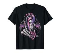 Emo Gotico Ragazza Scheletro Ragazza Angelo Punk Stile Gotico Scuro Maglietta