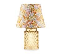 Emò Italia Lampada da Tavolo con Base Cilindro in Vetro e Paralume con Fiori Rajon 18xH28 cm 3 Varianti (1pz) Ambra