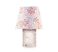 Emò Italia Lampada da Tavolo con Base Cilindro in Vetro e Paralume con Fiori Rajon 18xH28 cm 3 Varianti (1pz) Cipria